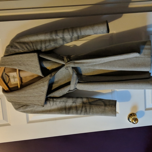 Babaton Wool Grey Pea Coat - Picture 1 of 3